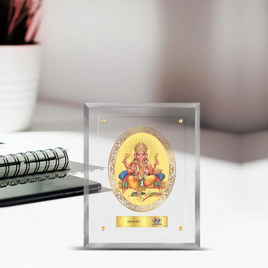 24K Gold Plated Ganesha Customized Photo Frame For Corporate Gifting