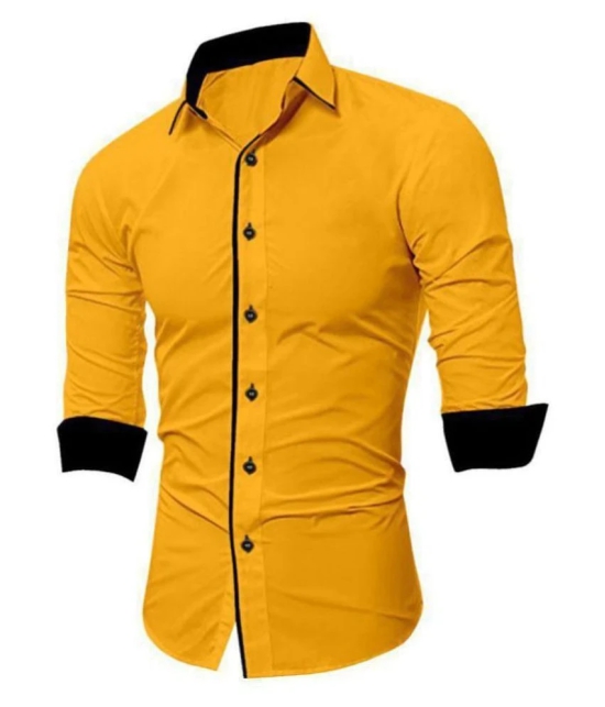 Life Roads - Yellow Cotton Slim Fit Mens Casual Shirt ( Pack of 1 ) - None