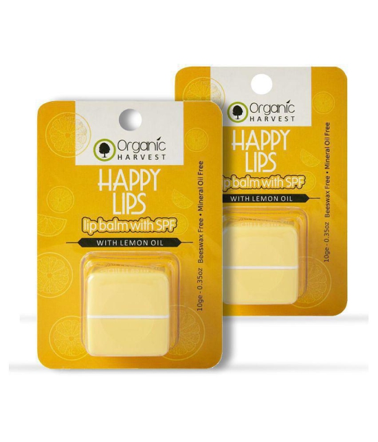 Organic Harvest Lemon Lip Balm Enriched With SPF & Benefits of Jojoba Oil, Vitamin E, Lemon Oil, For Chapped Lips - 10gm (Pack of 2)