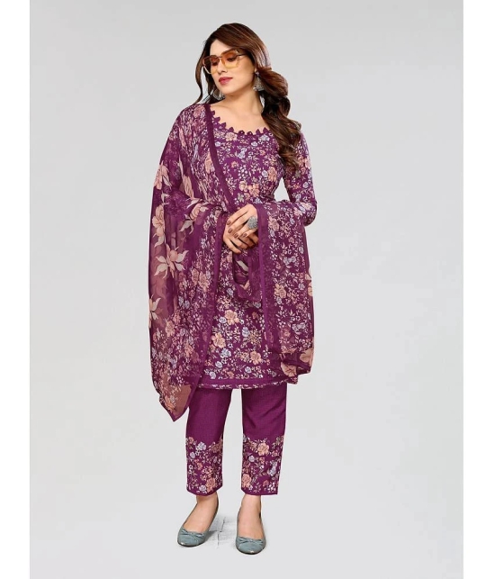 Kashvi Unstitched Crepe Printed Dress Material - Wine ( Pack of 1 ) - Wine