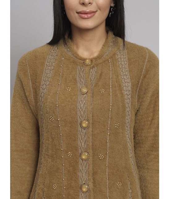 eWools.in Woollen Round Neck Women's Buttoned Cardigans - Brown ( ) - None