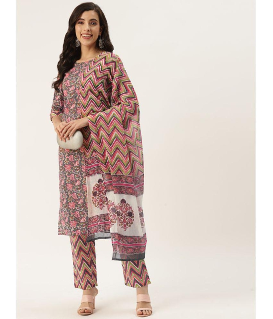 Kbz - Grey Straight Cotton Women's Stitched Salwar Suit ( Pack of 1 ) - None