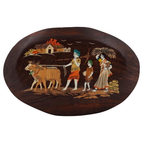 Rosewood Oval Cow Boy Panel