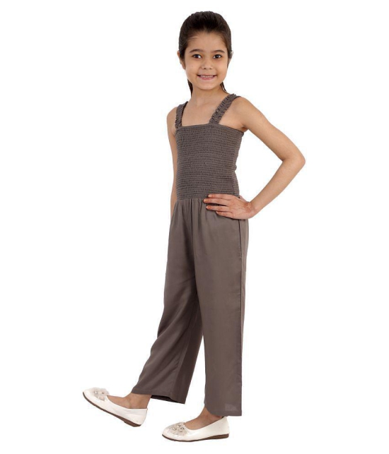 Kids Cave - Grey Rayon Girls Jumpsuit ( Pack of 1 ) - None