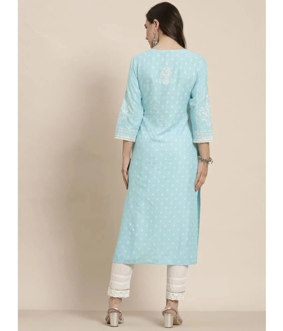 Juniper - Blue Rayon Womens Straight Kurti ( Pack of 1 ) - None