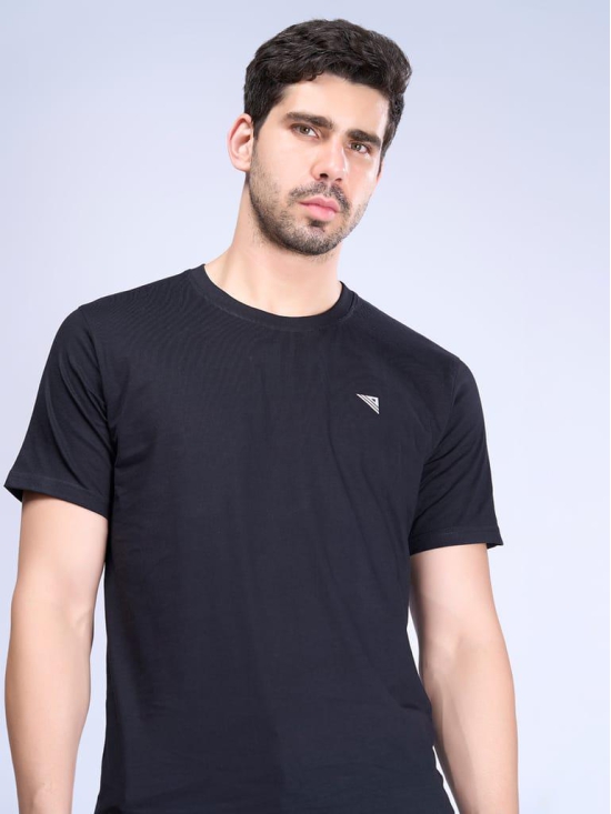 Mens 100% Cotton Black Half Sleeves Expert Tee - ET14