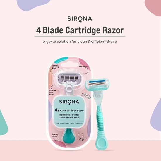 Sirona 4 Blade Body Razor for Women with Replacable Cartridge - 1 Hair Removal Razor-Sirona 4 Blade Body Razor for Women with Replacable Cartridge - 1 Hair Removal Razor