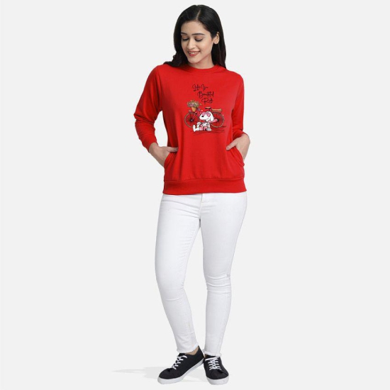 CHOZI Fleece Womens Non Hooded Sweatshirt ( Red ) - None