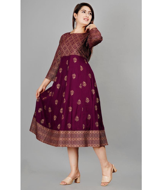 Smien - Purple Rayon Women''s Anarkali Kurti ( Pack of 1 ) - None