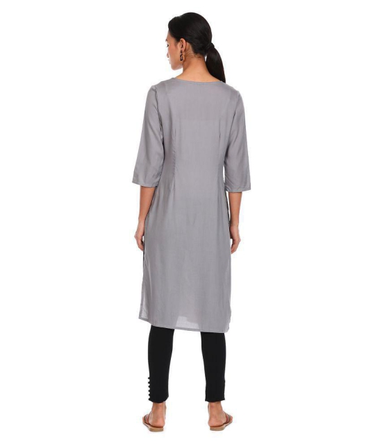 Karigari - Grey Cotton Women's Straight Kurti ( Pack of 1 ) - S