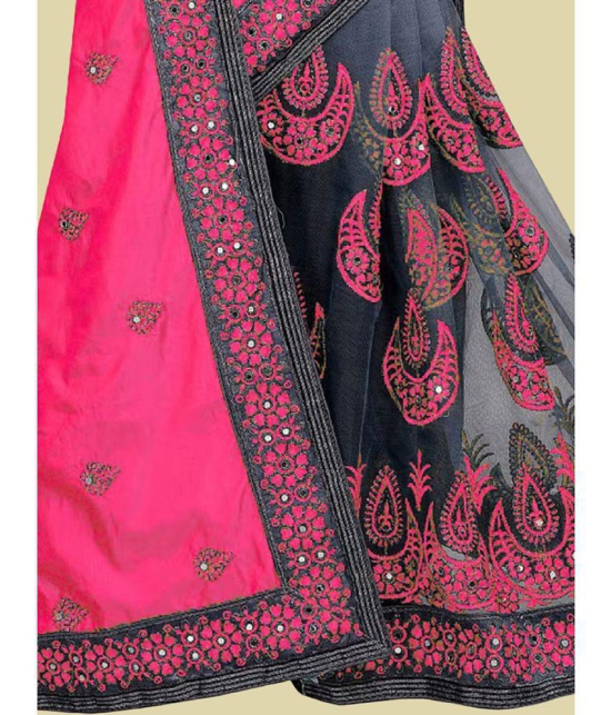 Apnisha Silk Blend Embroidered Saree With Blouse Piece - Pink ( Pack of 1 ) - Pink