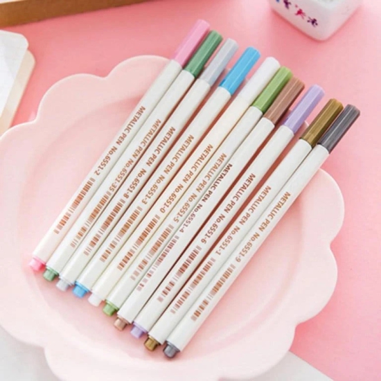 Pastel Premium Metallic Color Pen  - Illuminate Your Art with Subtle Shimmer-White