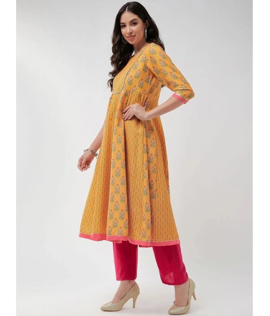 Pannkh - Yellow Polyester Womens Flared Kurti ( Pack of 1 ) - None