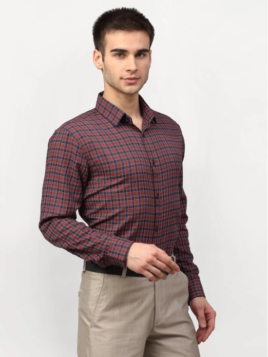 Indian Needle Maroon Mens Checked Formal Shirts-M / Maroon