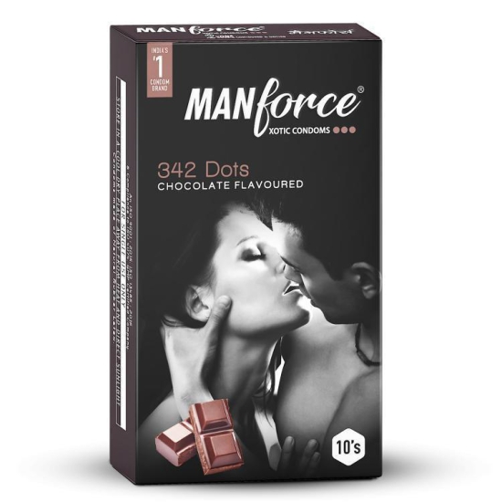 Manforce Xotic Chocolate 2in 1 Double Contoured & Dotted Condom (342 dots & 2 contour) 10s