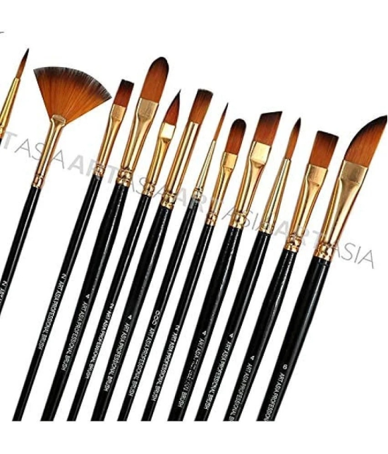 ECLET Art Artist Quality Synthetic Assorted Brush Set of 12 pc