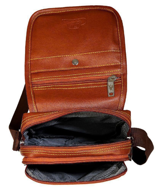 Leather World - Brown Solid Messenger Bag - Brown