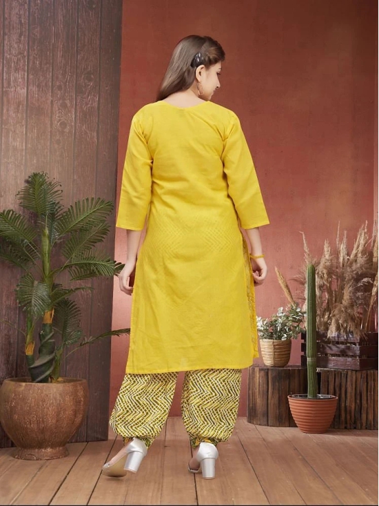 Aarika Yellow Cotton Girls Patiala Kurta Set ( Pack of 1 ) - None