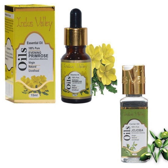 Indus Valley Evening Primrose Essential Oil and Jojoba Carrier Oil Moisturizer Combo Pack