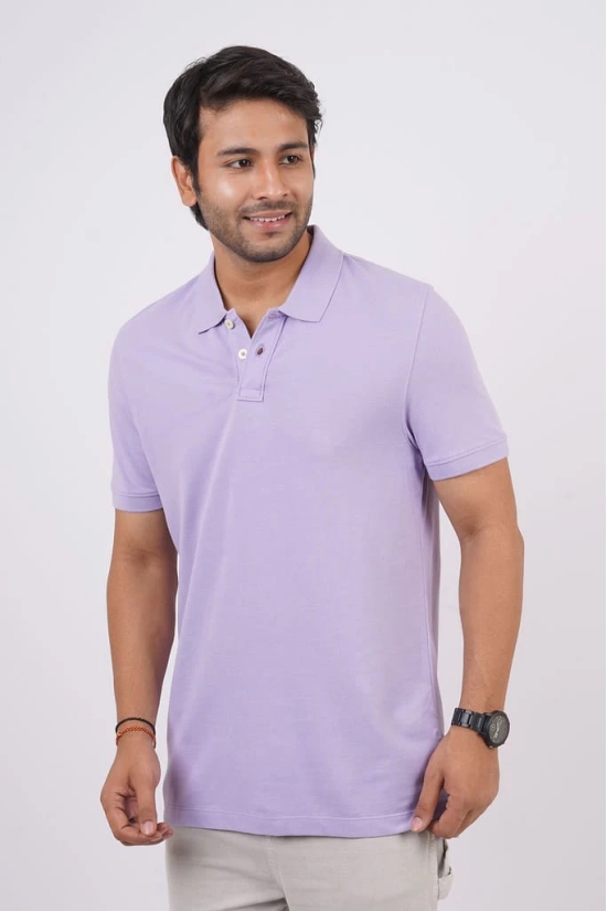 Men's Lavender Solid Polo T-Shirt