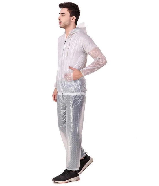 PENYAN PVC  Transparent White Check Rain Suit For Man With Cap - Freesize