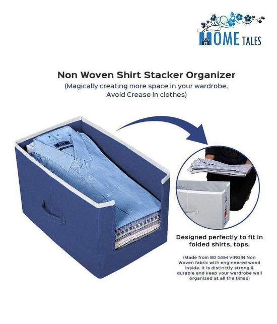 HOMETALES Non-Woven Shirt Stacker & Cloth Organizer,Blue (4U)