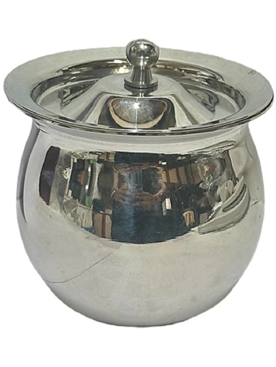 Dynore Ghee Pot Steel Silver Oil Container ( Set of 1 ) - Silver