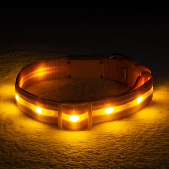 Nylon LED Safety Dog Collar-Yellow / Small