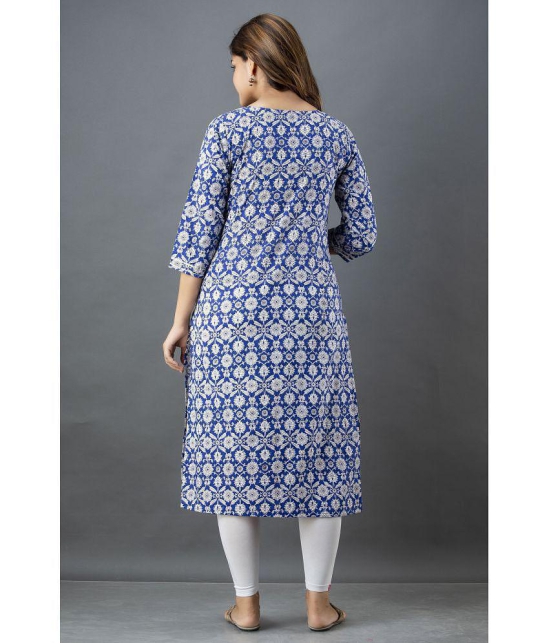 Lee Moda - Blue Cotton Women's Straight Kurti ( Pack of 1 ) - None