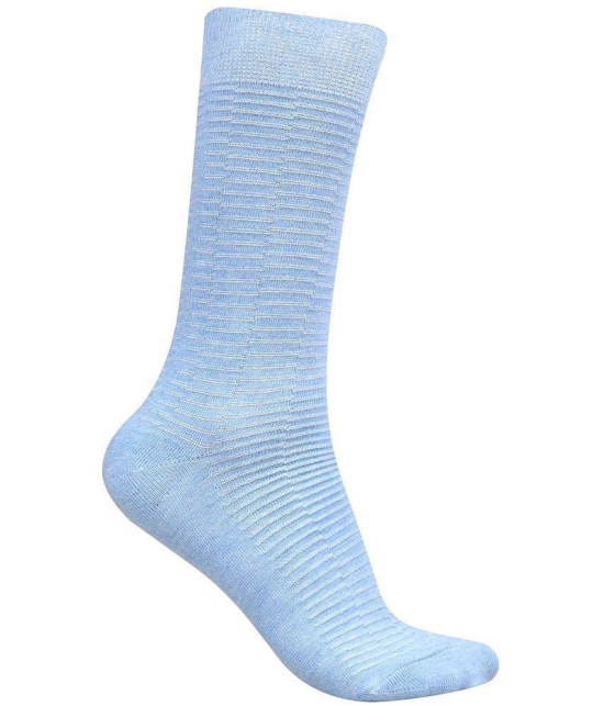 Dollar Cotton Blend Mens Self Design Blue Mid Length Socks ( Pack of 3 ) - Blue