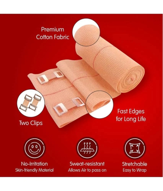 Dr. Ortho Elastic Crepe Bandage - 10cm x 4mt (Pack of 2) Orthopaedic Cotton Fabric