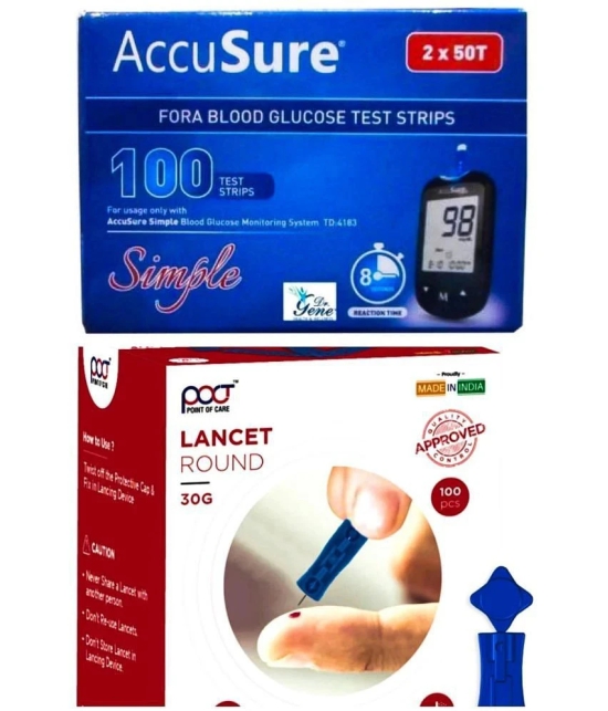 ACCUSURE 100 strip &100Lancet 100 Test Strips