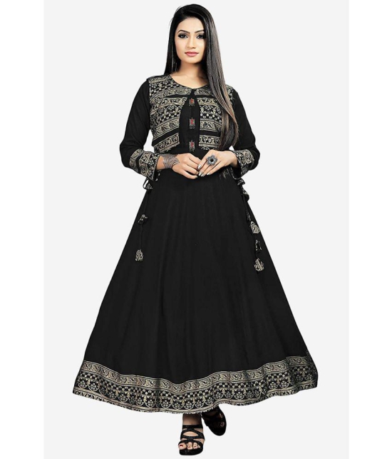 Estela - Black Rayon Women's Anarkali Kurti ( Pack of 1 ) - None