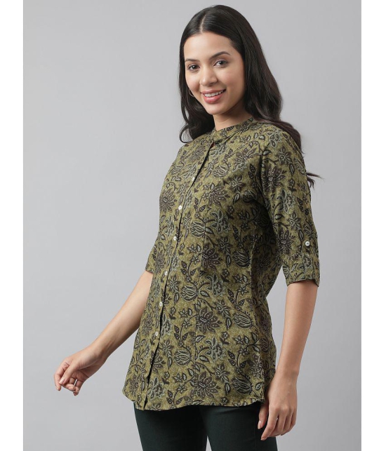 Divena - Olive Rayon Women''s Ethnic Top ( Pack of 1 ) - None