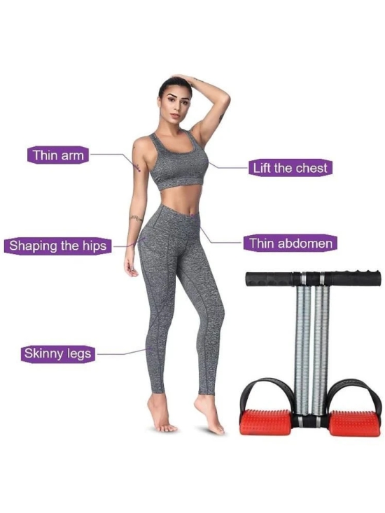 HORSE FIT Double Spring  Tummy Trimmer Men and Women For Abdominal, Leg Exerciser Tummy Trimmer Sport Fitness Slimming Training Body building at Home Gym (Multicolor) - Red