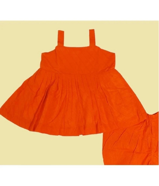 harshvardhanmart.com Orange Cotton Girls Top With Dhoti ( Pack of 1 ) - None