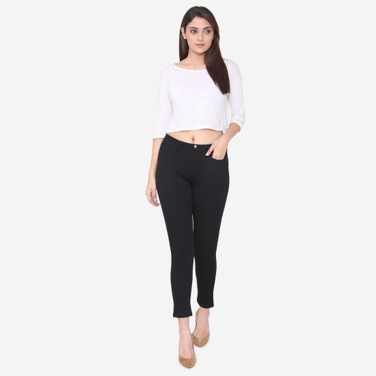 Women's Cotton Stretchable Jeggings - Black Black XXL