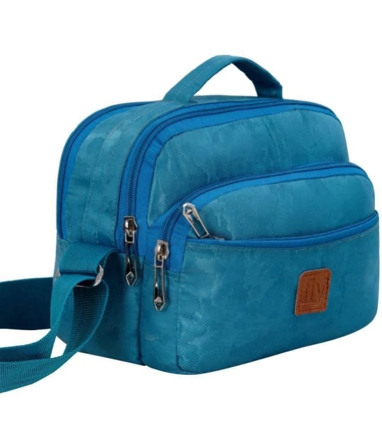 Leather World Blue Solid Messenger Bag - Blue