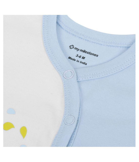 My Milestones T-shirt Half Sleeves Boys Baby Blue Cloud / Baby Blue -2Pc Pack - 0-3 M - None