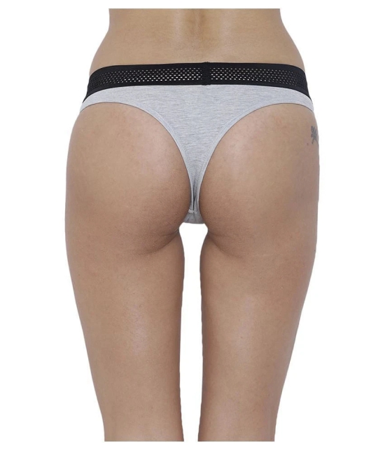 BASIICS By La Intimo Pack of 1 Cotton Womens Thongs ( Grey ) - None