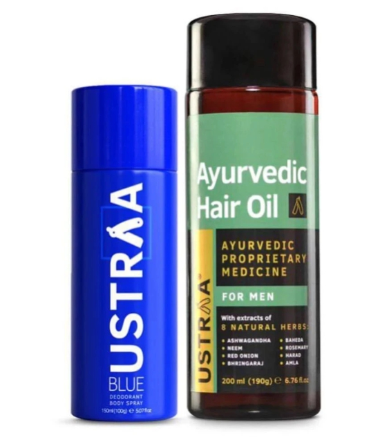 Ustraa Blue Deodorant - 150ml & Ayurvedic Hair Oil - 200ml