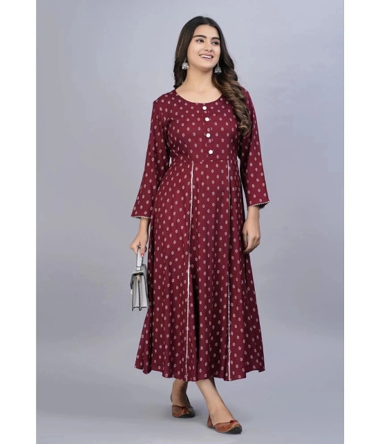 SIPET - Maroon Rayon Womens Anarkali Kurti ( Pack of 1 ) - None