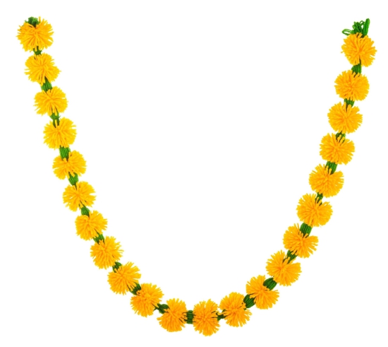 Vibrant Yellow Woolen Flower String-Yellow + Orange