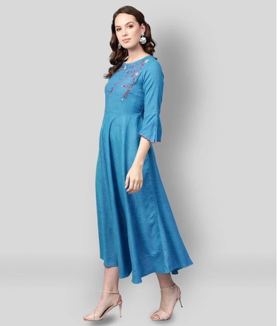 Yash Gallery - Blue Viscose Womens Asymmetrical Kurti ( Pack of 1 ) - S