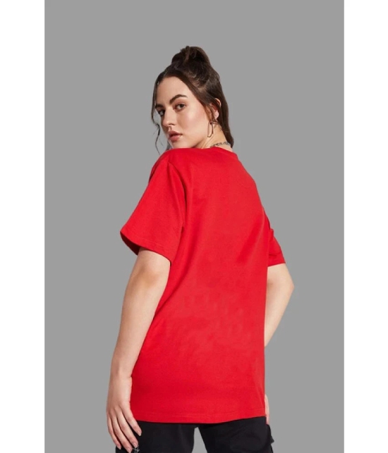 Leotude - Red Cotton Blend Oversized Womens T-Shirt ( Pack of 1 ) - None