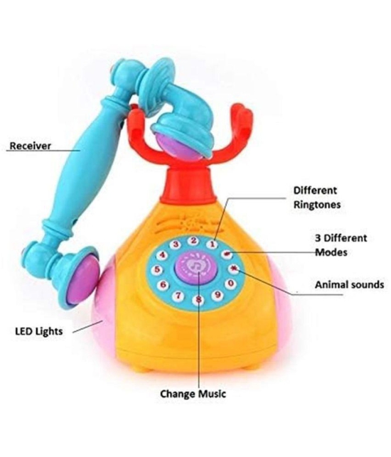 FRATELLI Landline Phone Toy Learning Machine Learn Song for Kids, Multi Color