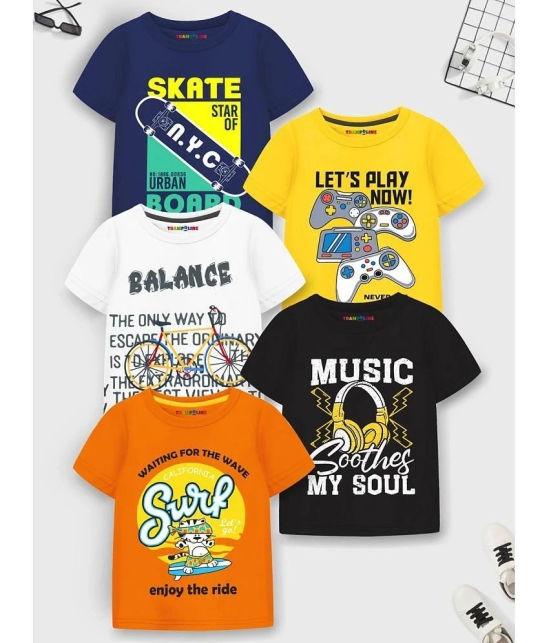 Trampoline Multicolor Cotton Blend Boys T-Shirt ( Pack of 5 ) - None