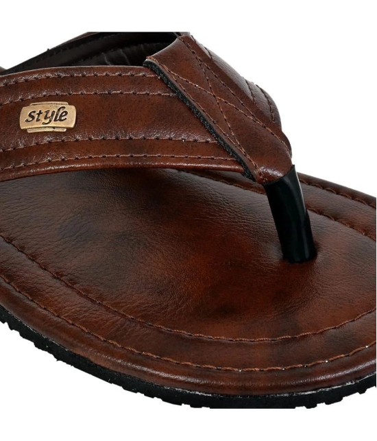 Altek Brown Mens Thong Flip Flop - None