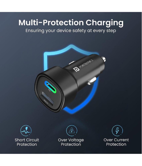 Portronics Car Mobile Charger Car Power 30 Black