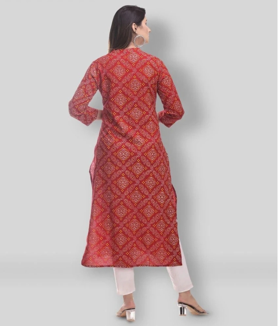 Maquien - Red Rayon Womens Front Slit Kurti ( Pack of 1 ) - 3XL